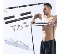 GEKU FIT Barra per fascia di resistenza, barra di allenamento robusta da 105,4 cm con ruote in ABS per allenamento muscolare, allenamento a casa, carico massimo 362,9 kg (3 bar)