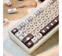 GEKUCAP Tasti a tema caffè gatto siamese, 133 tasti carino profilo Mao Keycap sublimazione del colore, copritasti personalizzati in PBT a forma di gatto per tastiere meccaniche da gioco Cherry Gateron