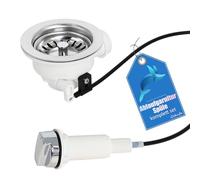 Gekufa Filtro valvola eccentrica con fune e centro girevole, scarico per lavello - G1 - 1/2 pollici - Ø 114 mm per lavello/lavastoviglie