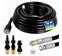 Gekufa Tubo Idropulitrice 15m, 400 bar inkl. Sonda Sturatubi per Idropulitrice Compatibile con Karcher, Lavor, Bosch, Adatto per la Pulizia dei Tubi di Scarico