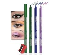 Gel Colorato Glitter Eyeliner Matite Set, Eyeliner Liners & Ombra Matita Makeup Eyeliner Kit Colorato, 3 Pz (06#Shimmer Emerald Green+07#Shimmer Royal Blue+13#Violet)