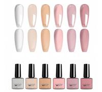 Gel Construction Unghie UV 6 Pcs, Smalto Semi Permanente 8 ML | Builder Gel Nägel Set per rinforzo ed estensione, autolivellante ad alta lucentezza, Nail Art e Riparazione (A)