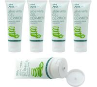 Gel Dermico Aloe Vera 5x75 ml | Gel Idratante Viso e Corpo con Aloe Vera Bio | Doposole e Post-Depilazione | Rapido Assorbimento, Vegan, Senza Parabeni e Siliconi