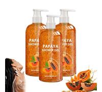 Gel di doccia idratante per il controllo dell'olio di papaya, viso e bodywash di sapone multi-azione, lavaggio del corpo di papaia per sbiancamento della pelle, gel doccia di fragranze (3pcs)