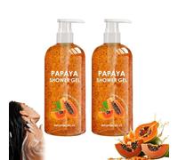 Gel di doccia idratante per il controllo dell'olio di papaya, viso e bodywash di sapone multi-azione, lavaggio del corpo di papaia per sbiancamento della pelle, gel doccia di fragranze (2pcs)