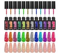 Gel Di Linea Riflettente Colorato, Finitura Scintillante Di Lunga Durata, 12 Pezzi, Set Di Smalti In Discoteca Neon, Gel A LED UV, Formula Di Lucentezza Di Diamante, Per La Casa Per Le Vacanze Estive