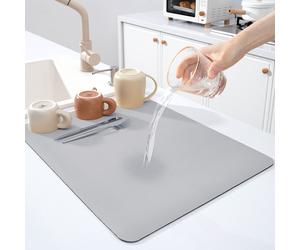 gel di silice materiale Luce grigio semplice stile nordico acqua assorbente anti scivolo gomma Bottom asciugatura rapida facile per pulito cucina drenante 30*40 cm,40*50 cm,40*60 cm,20*30 cmPoliestere