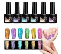 Gel di smalto magnetico - smalto gel magnetico | Set di smalto luccicante | 6 pezzi i colori glitter unghie per ragazze studentesse amanti di bellezza di bellezza per la festa di viaggio sessioni foto