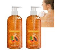 Gel doccia idratante e regolatore alla papaya, gel doccia dalla fragranza persistente, formula a pH bilanciato per pelli sensibili di donne e uomini (2pcs)