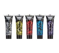 Gel glitter a pezzetti classico by Moon Glitter - 12ml - Pittura Viso Glitter - Set di 5 colori