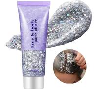 Gel glitter per il corpo, glitter per il viso, gel per il corpo con paillettes, ombretto liquido luccicante, gel glitterato olografico liquido con paillettes a sirena(D'argento)