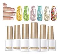 gel glitterato, smalto luccicante, kit per manicure per unghie a 6 colori UV, finitura lucida da 7 ml, le mani insieme sono di lunga durata di gel scintillante per il salone a domic