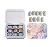 Gel Nail Gradient Patting Gel Nail Kit, 9 Colors Gradient Palette, Patting French Manicure, Art Accessory, Beauty Tool with Vibrant Shades, Use for Beginners Women Girls Home Salon