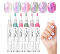 Gel Nail Pen - 6-Color High Shine Quick Dry Long Lasting | No UV Lamp Nail Design Markers 5ml | for Beginner Wife Girlfriend Home Salon Daily Travel Birthday Party