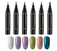 Gel Nail Pens - 6 Colors 8ml Quick Dry Markers | Professional Manicure Nails Drawing Pens, UV Required Nails Art Accessories Set | Salon DIY Naill Design Use