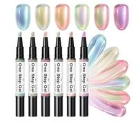 Gel Nail Pens Set 6 Colors No Wipe Quick Dry DIY Manicure Kit For Travel | Reusable Fine-tip Pens For Detailed Designs And Easy Cleanup. Great For Travel, Beginners, And Professional Use.