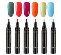 Gel Nail Polish - 6 Colors Skin Tone Brown Nude Gel Polish, Quick Drying 6 Colors Gel Nail Polish Paint Pens, No UV Professional Manicure Nail Polish Pens for Salon Gel Manicure and nail/art