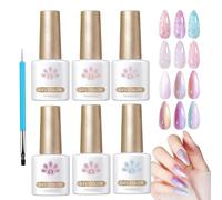 Gel Nail Polish, Glitter Shimmer Nail Lacquer, Long Lasting Shine, Quick Dry Formula, 6 colori Sparkly Manicure Set per salone e uso domestico, 7 ml x 6 pezzi