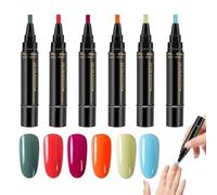 Gel Nail Polish Pens, Quick-Dry Nail Markers Set, 6 colori vibranti, No UV Needed, portatile compatto versatile, ideale per professionisti Manicure and Art Painting Accessories