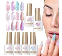Gel Nail Polish Set, Shimmer Glitter Nail Colors, 6-Color Finger Kit, Long Lasting Gel Manicure Supplies for Women and Girls, At-Home or Salon Use
