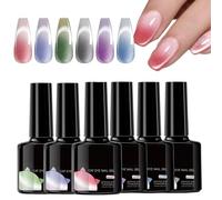 Gel Nail Polish, Temperature Reactive Lacquer, Color Changing Manicure Set, Magnetic Gradient Art Gel, 6-Piece Cosmetic Kit for Travel, Routines, Adaptable Solutions
