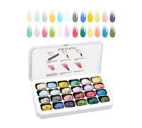 Gel Palette - 24 Color Grid Sponge Pat Painting Set Durable Finish Easy Blend Formula | Professional Manicure Kit for Wedding Carnival Daily Personal Use