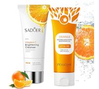 Gel Peeling Naturale all'Arancia 100g + Detergente Viso alla Vitamina C 100g | Esfoliazione Delicata e Pulizia Profonda | Detergente Viso all'Arancia Esfoliante e alla Vitamina C per una Pelle Luminos