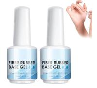 Gel per la riparazione delle unghie, gel base in fibra di gomma, smalto gel base in fibra di vetro trasparente, richiede forniture per manicure polimerizzanti a LED UV (2 Pcs)