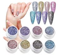 Gel per le unghie shimmer Set da 8 pezzi per manicure a casa | Set di gel per le unghie con glitter per Donne e Ragazze