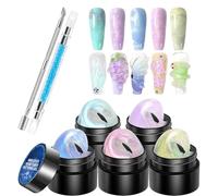 Gel per scultore 3D, set di gel colorato per modellare il design, 5 colori solidi Builder, massa per manicure non adesiva, con penna da intaglio per modellare, modellare, decorare, arte