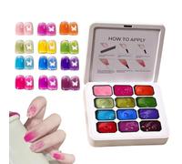 Gel Per Unghie A Tamponamento E Lucidatura | Dodici Colori Effetto Blush Di Lunga Durata | Gel Per Unghie Fai Da Te A Casa | Per Adulti, Donne, Ragazze, Appassionati, Amatori E Principianti