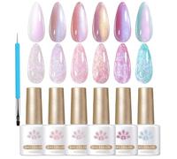 Gel Polish, Nail Polish, 6-Color Long-Lasting Chip-Resistant Glitter Manicure Set for Women Daily Wear Special Occasioni or Creative Styles Home and Salon Use, 7 ml Each