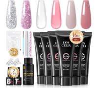 Gel Ricostruzione Unghie 16Pcs, 6 Colori 16Ml Kit Ricostruzione Unghie Con Base