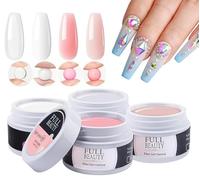 Gel Ricostruzione Unghie,4 * 15 ML Naturale Gel Unghie,Builder Gels per Unghie, Adatto per Principianti e Professionisti, per Extension, Restauro e Nail Art