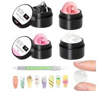 Gel Rigido per Unghie | Gel per Manicure 4 Colori | Prolungamento Senza Acqua Colla Tridimensionale per Salone Domestico Punte in Stile Francese Decorazione Floreale Stampa a Caldo Cristalli per Piedi