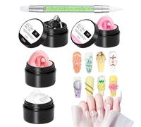 Gel Semipermanente Per Unghie | Gel per Manicure 4 Colori | Prolungamento Senza Acqua Colla Tridimensionale per Salone Domestico Punte in Stile Francese Decorazione Floreale Stampa a Caldo Cristalli p