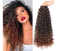 Geladyce GoGo - Confezione da 8 extension di capelli ricci all'uncinetto, 45,7 cm, per donne, ondulati e ondulati, ondulati profondi, intrecciati, sintetici (45,7 cm, T30)