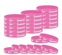 Gelasgo Braccialetti in silicone con nastro rosa, braccialetti in gomma per la consapevolezza del cancro al seno, con speranza, fede e forza, bomboniere ispiratrici per donne