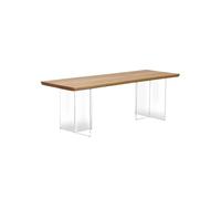 GELASIGE Tavolo Da Pranzo Tavolo da pranzo in acrilico Log, semplice tavolo da tè in stile Wabi-sabi, scrivania in legno massello Tavolo Da Pranzo Moderno(180cm)