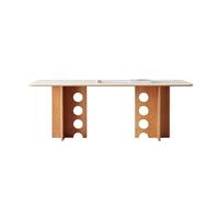 GELASIGE Tavolo Da Pranzo Tavolo Da Pranzo In Legno Massello Color Crema Con Ardesia, Scrivania In Stile Retrò Medievale Tavolo Da Pranzo Moderno