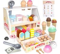 Gelateria giocattoli in legno per bambini da 3 4 5 6 anni ragazzi ragazze, accessori da cucina per bambini, negozio per la spesa, accessori da cucina da gioco in legno