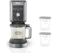 Ninja CREAMi Gelatiera Deluxe con 2 Vasetti, 10 Funzioni, Produce Gelato, Sorbetti, Yogurt, Frullati, Granite e altro ancora, Formato Famiglia, Opzione 2 Gusti in 1 Vaschetta, Argento, NC502EU