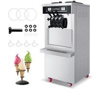 Gelatiera Professionale Soft Serve con compressore autorefrigerante, Con funzione di conservazione, Preparazione in 15min, 2200W, autoportante, Acciaio Inox, 6L x 2