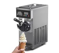 Gelatiera Professionale Soft Serve,Macchina Gelato Commerciale,Con Compressore Autorefrigerante,Pannello Lcd, Preraffreddamento Automatico,Per Snack Bar Ristorante,Grey