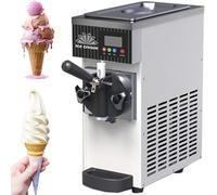 Gelatiera Professionale Soft Serve,Macchina Gelato Duro Commerciale,Gelato Soft 4-5 Kg/Ora,Pannello Lcd, Pulizia Automatica Preraffreddamento,Per Yogurt Caffè Snack Bar Ristorante,Silver