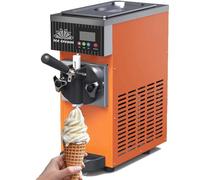 Gelatiera Professionale Soft Serve,Macchina Gelato Duro Uso Commerciale,Gelato Soft 4-5 Kg/Ora,Pannello Lcd,Pulizia Automatica Preraffreddamento,Per Yogurt Caffè Snack Bar Ristorante,Orange