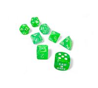 Gelatinous Nebula Dice with Grey Numbers 7+1 Lab Dice Set 16mm (5/8in) Chessex