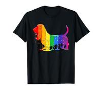 Gelato Drip Basset Hound Arcobaleno Lesbiche Gay Pride Maglietta