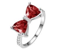 Gelb&Schwarz Anello in acciaio inossidabile da donna, bellissimo anello con fiocco, 1 anello carino, arcobaleno carino con papillon anelli da donna, Rosso, B