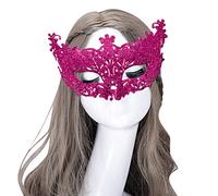 Gelb&Schwarz Maschere in pizzo per carnevale, feste in maschera, cosplay, colore rosa acceso, taglia unica